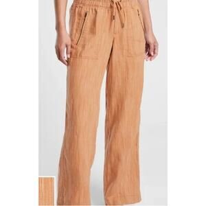 Athleta Pants Cabo Tide Linen Wide Leg Pants Size 6 Tan